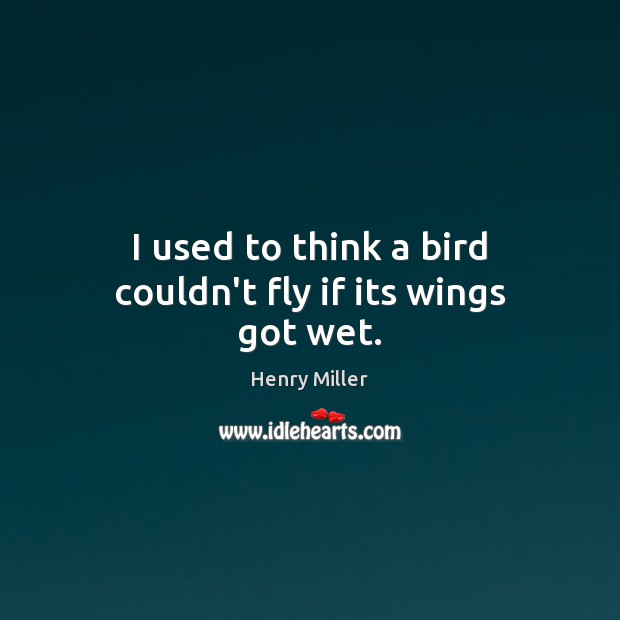 I used to think a bird couldn’t fly if its wings got wet. Henry Miller Picture Quote