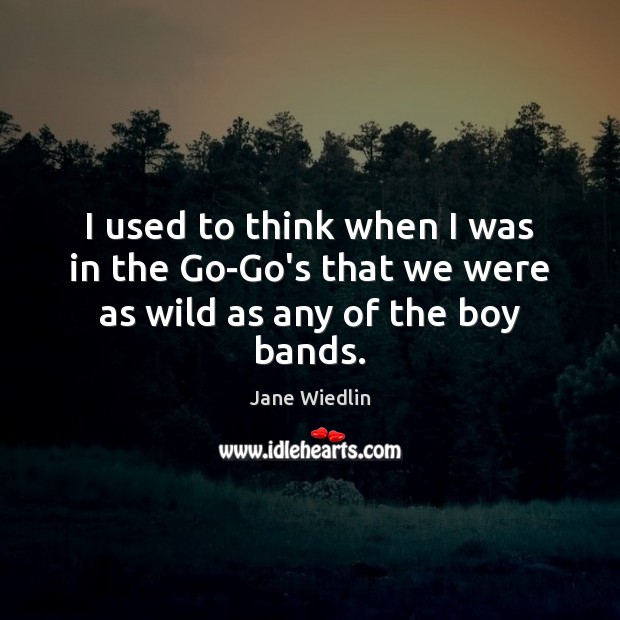 I used to think when I was in the Go-Go’s that we were as wild as any of the boy bands. Jane Wiedlin Picture Quote