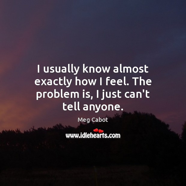 I usually know almost exactly how I feel. The problem is, I just can’t tell anyone. Image