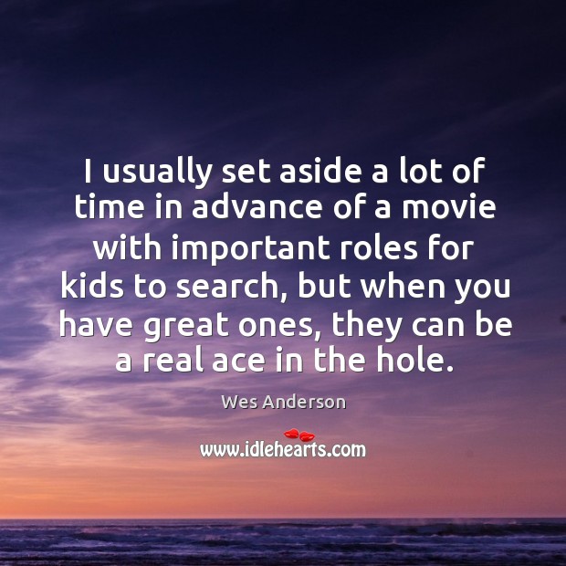 I usually set aside a lot of time in advance of a movie with important roles for kids to search Image