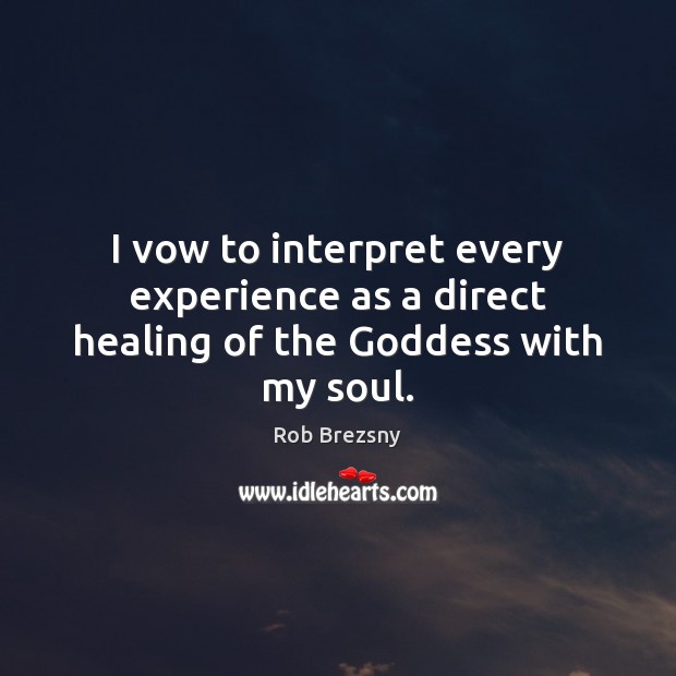 I vow to interpret every experience as a direct healing of the Goddess with my soul. Rob Brezsny Picture Quote