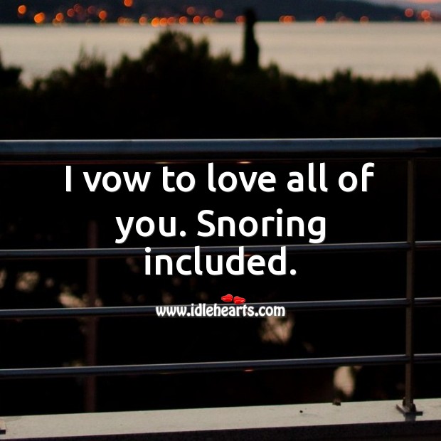 I vow to love all of you. Snoring included. Marriage Messages Image