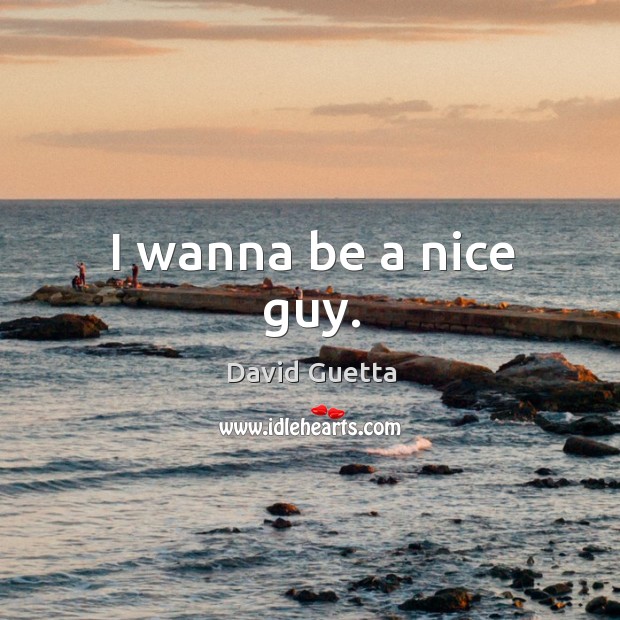 I wanna be a nice guy. David Guetta Picture Quote