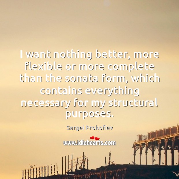 I want nothing better, more flexible or more complete than the sonata Sergei Prokofiev Picture Quote