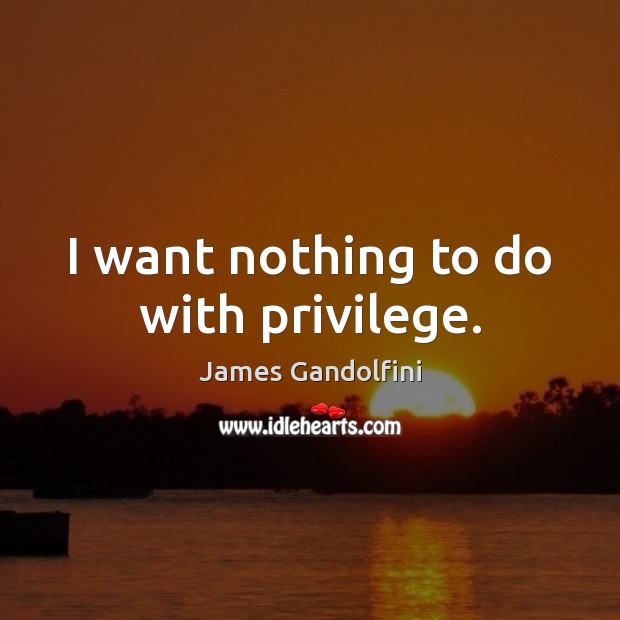 I want nothing to do with privilege. James Gandolfini Picture Quote