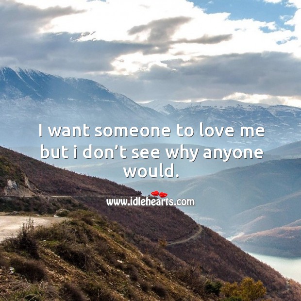 I want someone to love me but I don’t see why anyone would. Love Me Quotes Image