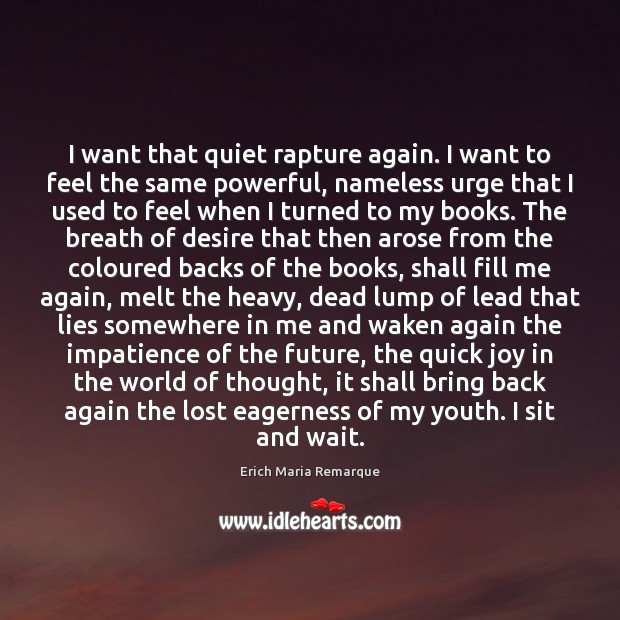 I want that quiet rapture again. I want to feel the same Image