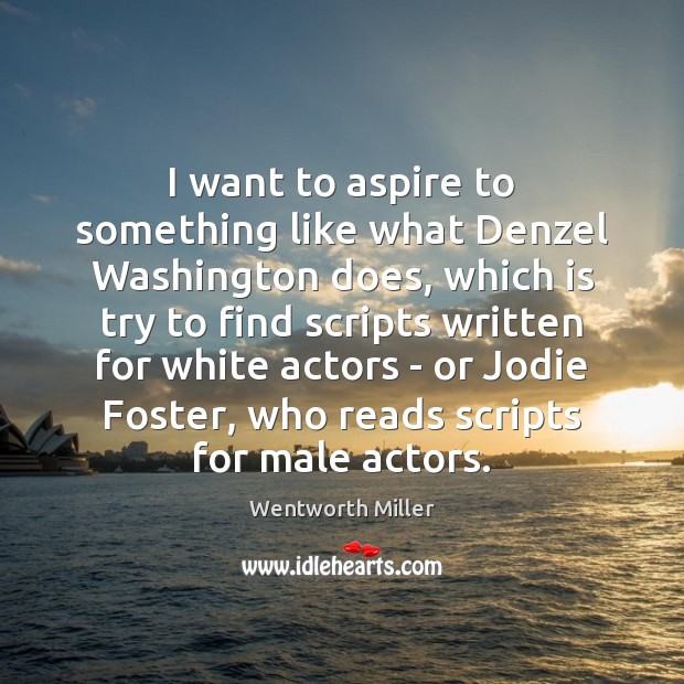 I want to aspire to something like what Denzel Washington does, which Wentworth Miller Picture Quote