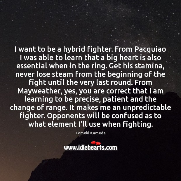 I want to be a hybrid fighter. From Pacquiao I was able Tomoki Kameda Picture Quote