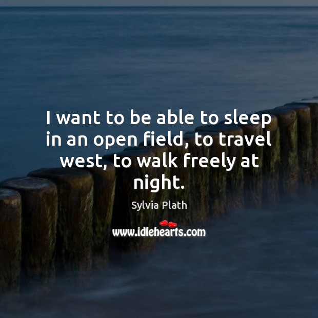 I want to be able to sleep in an open field, to travel west, to walk freely at night. Image