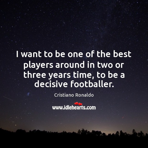 I want to be one of the best players around in two Cristiano Ronaldo Picture Quote