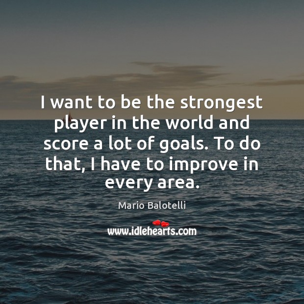 I want to be the strongest player in the world and score Mario Balotelli Picture Quote