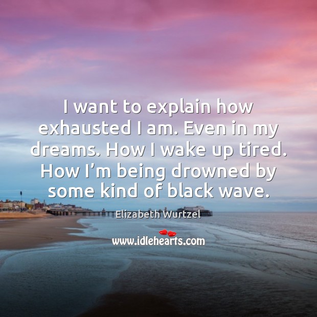 I want to explain how exhausted I am. Even in my dreams. Elizabeth Wurtzel Picture Quote