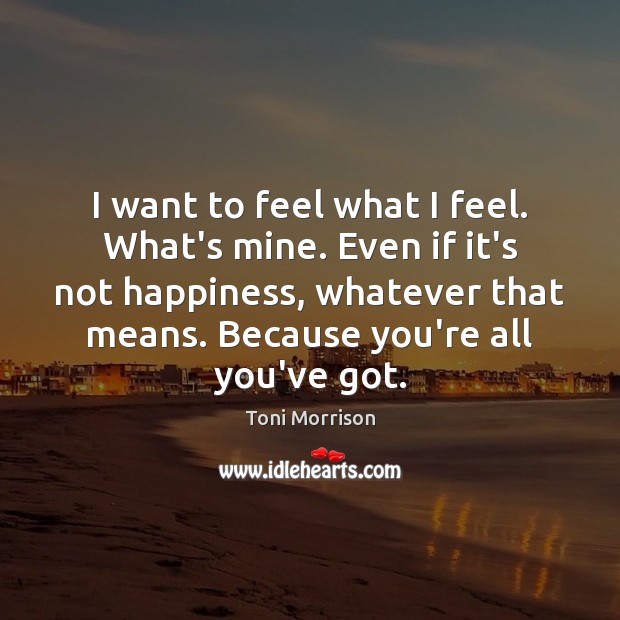 I want to feel what I feel. What’s mine. Even if it’s Toni Morrison Picture Quote