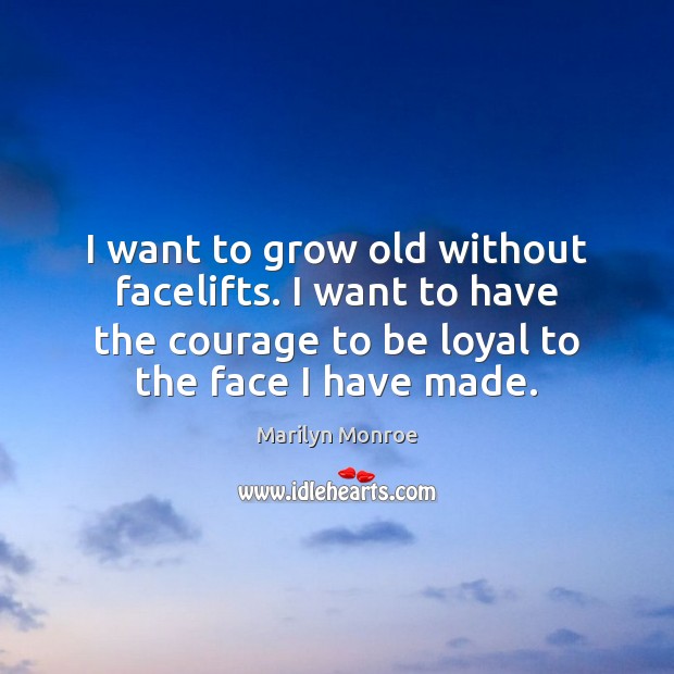 I want to grow old without facelifts. I want to have the Image