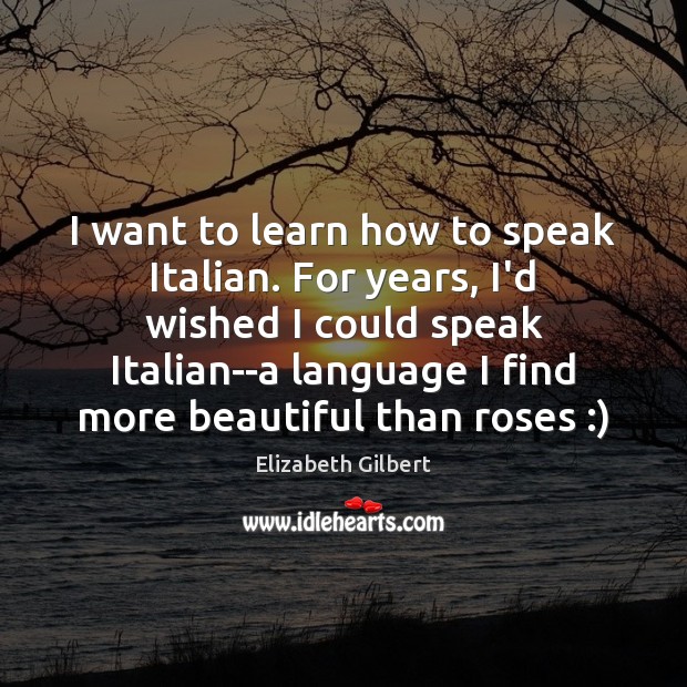 I want to learn how to speak Italian. For years, I’d wished Elizabeth Gilbert Picture Quote