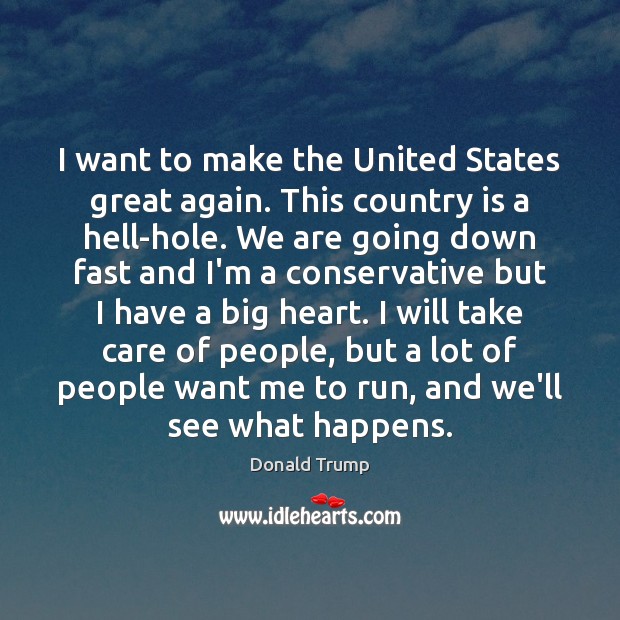 I want to make the United States great again. This country is Donald Trump Picture Quote