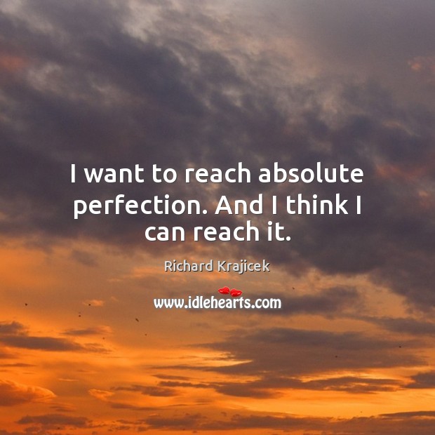 I want to reach absolute perfection. And I think I can reach it. Richard Krajicek Picture Quote