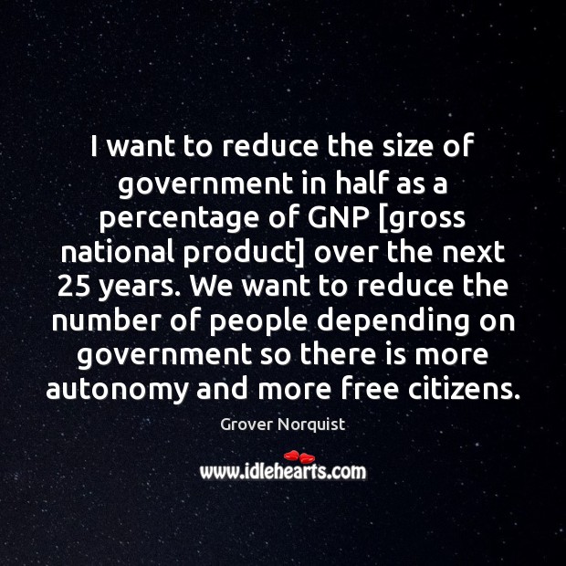 I want to reduce the size of government in half as a Image