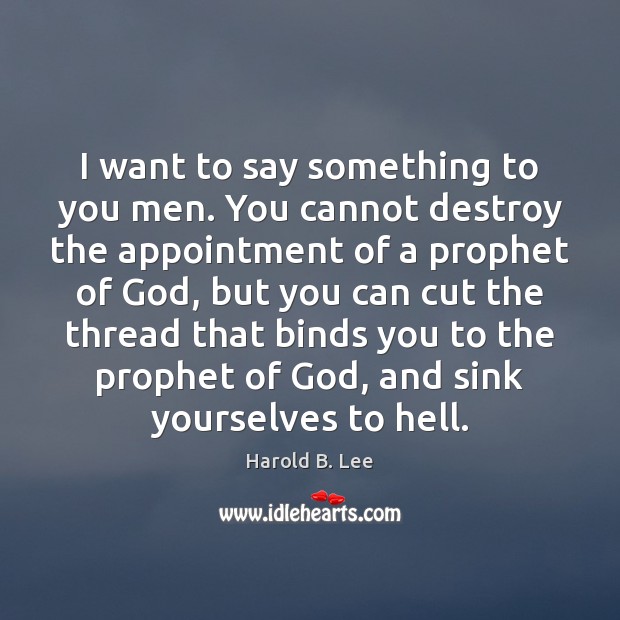 I want to say something to you men. You cannot destroy the Harold B. Lee Picture Quote