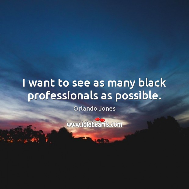 I want to see as many black professionals as possible. Orlando Jones Picture Quote