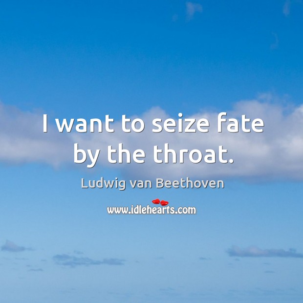 I want to seize fate by the throat. Ludwig van Beethoven Picture Quote