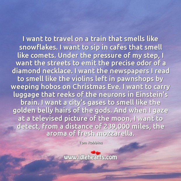 I want to travel on a train that smells like snowflakes. I Image
