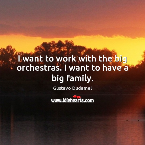 I want to work with the big orchestras. I want to have a big family. Gustavo Dudamel Picture Quote