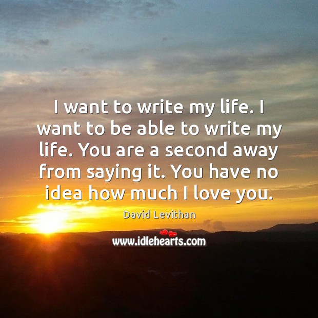 I want to write my life. I want to be able to David Levithan Picture Quote