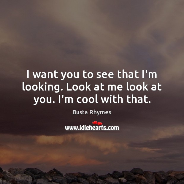 I want you to see that I’m looking. Look at me look at you. I’m cool with that. Busta Rhymes Picture Quote