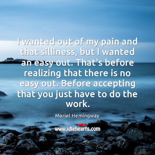 I wanted out of my pain and that silliness, but I wanted Mariel Hemingway Picture Quote