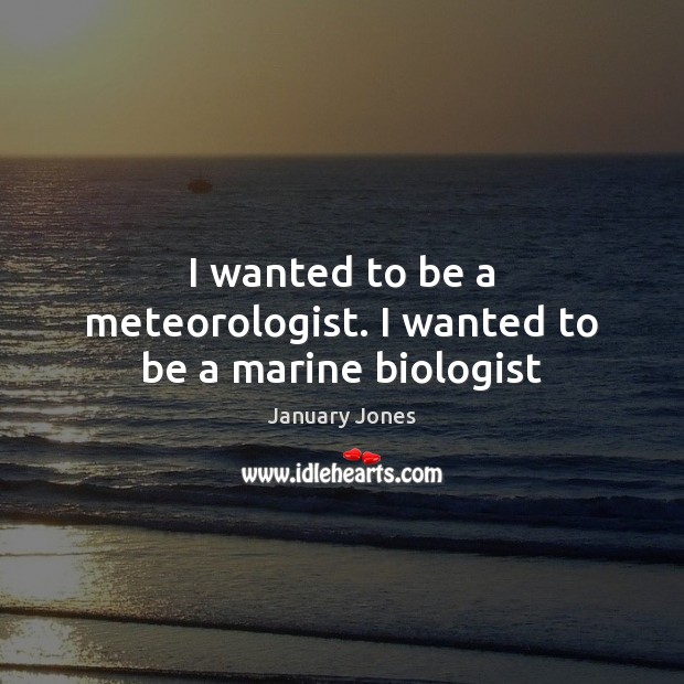I wanted to be a meteorologist. I wanted to be a marine biologist Image