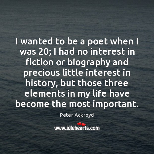 I wanted to be a poet when I was 20; I had no Peter Ackroyd Picture Quote