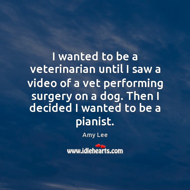 I wanted to be a veterinarian until I saw a video of Amy Lee Picture Quote