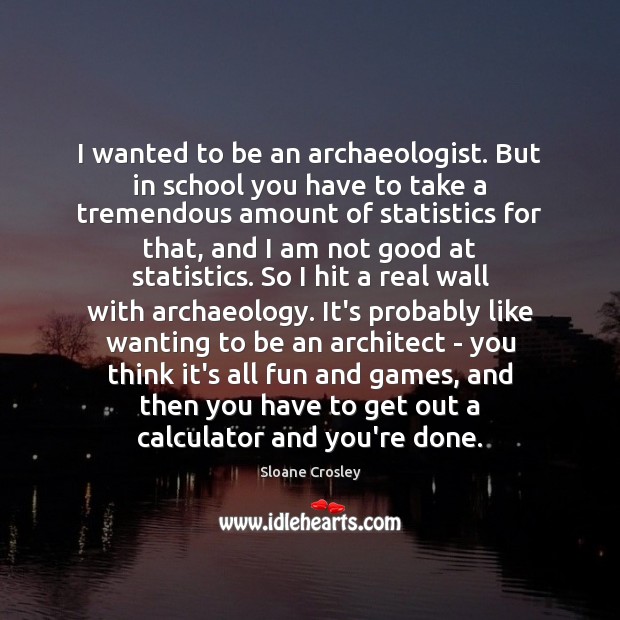 I wanted to be an archaeologist. But in school you have to Sloane Crosley Picture Quote