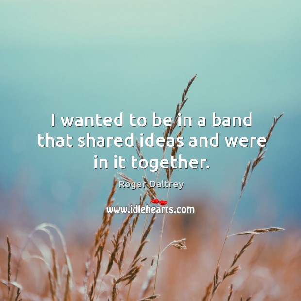 I wanted to be in a band that shared ideas and were in it together. Roger Daltrey Picture Quote