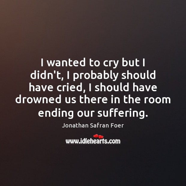 I wanted to cry but I didn’t, I probably should have cried, Jonathan Safran Foer Picture Quote