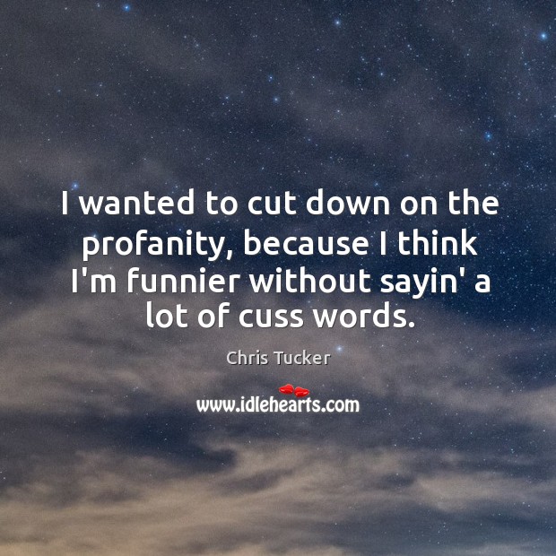 I wanted to cut down on the profanity, because I think I’m Chris Tucker Picture Quote