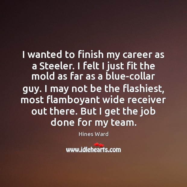 I wanted to finish my career as a Steeler. I felt I Hines Ward Picture Quote