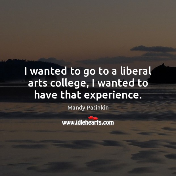 I wanted to go to a liberal arts college, I wanted to have that experience. Mandy Patinkin Picture Quote