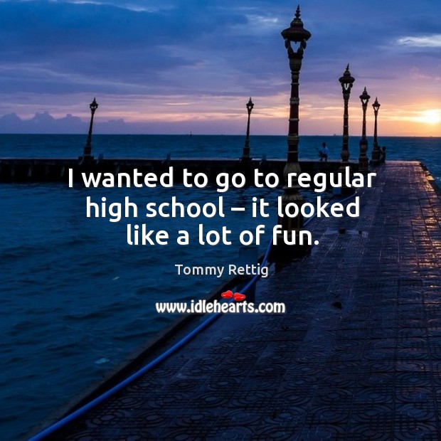 I wanted to go to regular high school – it looked like a lot of fun. Tommy Rettig Picture Quote