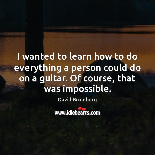 I wanted to learn how to do everything a person could do David Bromberg Picture Quote