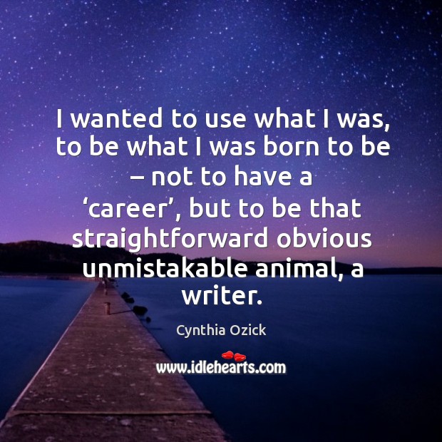 I wanted to use what I was, to be what I was born to be – not to have a ‘career’ Cynthia Ozick Picture Quote