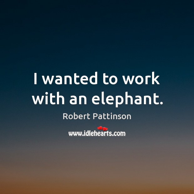 I wanted to work with an elephant. Image