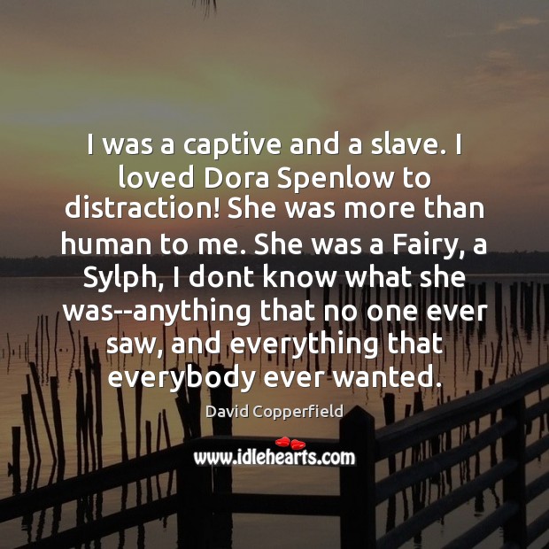 I was a captive and a slave. I loved Dora Spenlow to David Copperfield Picture Quote