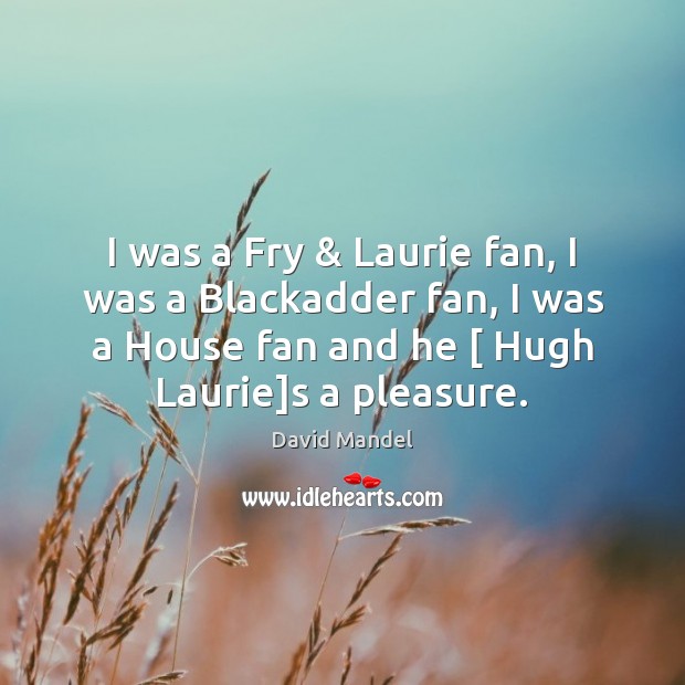 I was a Fry & Laurie fan, I was a Blackadder fan, I David Mandel Picture Quote