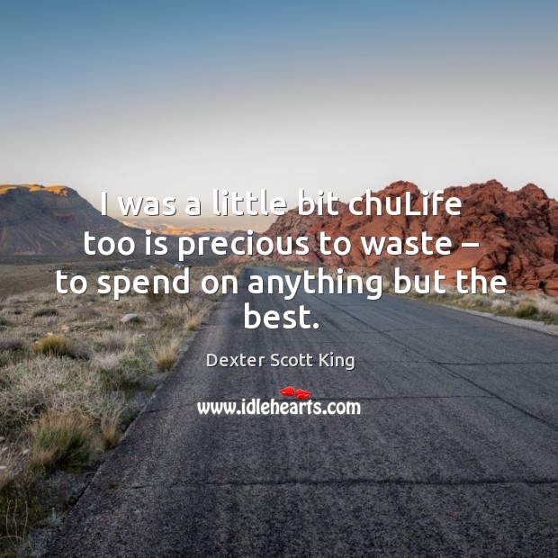 I was a little bit chulife too is precious to waste – to spend on anything but the best. Dexter Scott King Picture Quote