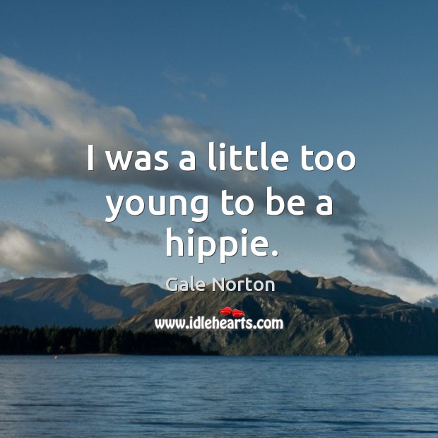I was a little too young to be a hippie. Gale Norton Picture Quote