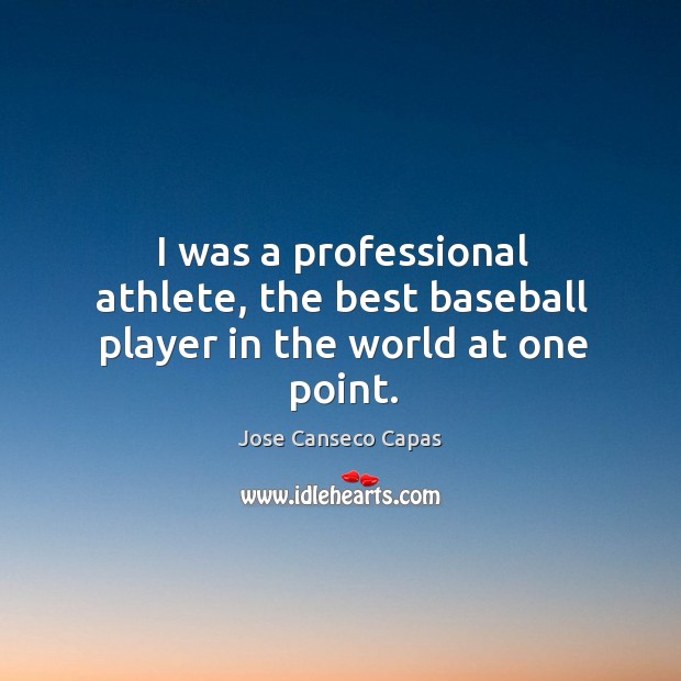 I was a professional athlete, the best baseball player in the world at one point. Jose Canseco Capas Picture Quote