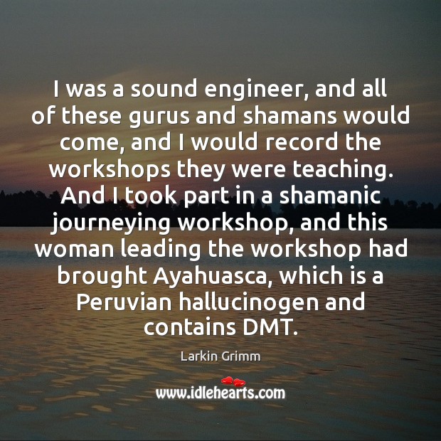 I was a sound engineer, and all of these gurus and shamans Image